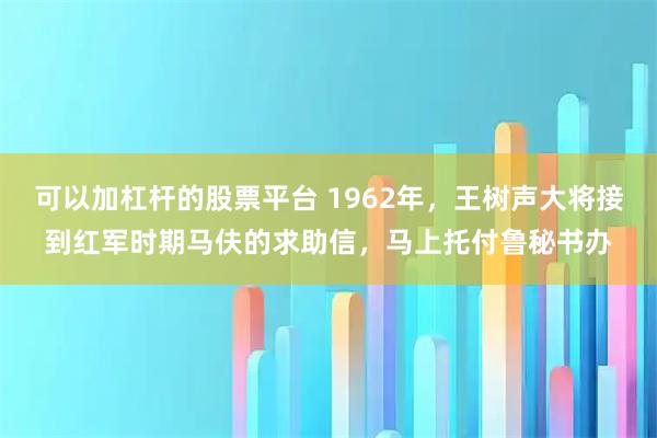 可以加杠杆的股票平台 1962年,王树声大将接到红军时期马伕的求助信,马上托付鲁秘书办